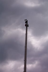 Close up view of light tower.