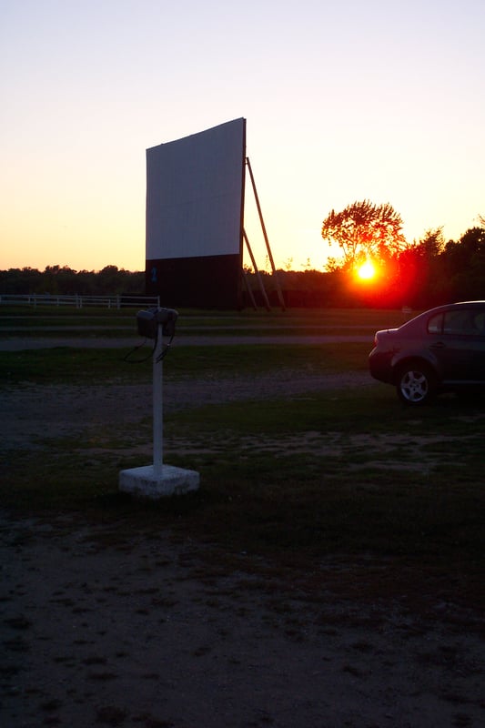 Sunset over screen two.