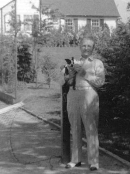 Allard Graves, owner of the drive-in for many years, until the early 1970's.  Shown in front of his home on Taft's Ave. in White River Jct., VT.