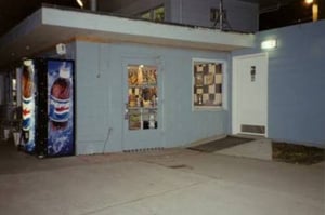 snack bar exit, men's room entrance