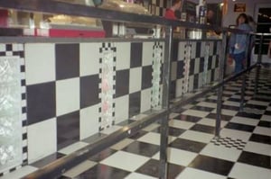 front of snack bar counter