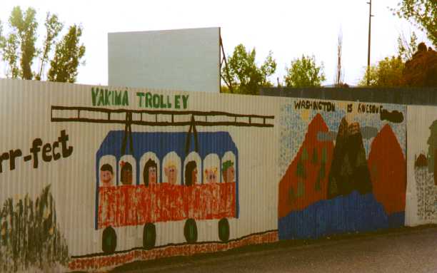 Mural on fence facing the elementary school next door