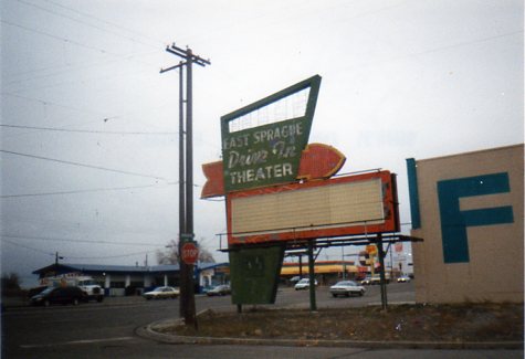 East Sprague Drive In sign just after it was closed down....the screen and lot were razed long before the sign was hideously repainted then taken down.