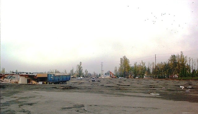 The Midway Drive In after the screen came down.  Snack Bar being demolished on the left side