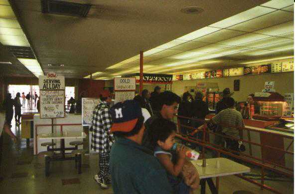 Snack bar interior at Midway Drive-in, after it had gone exclusively swap-shop.