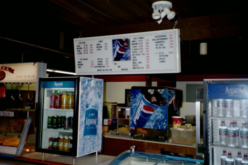 drink coolers and the menu board