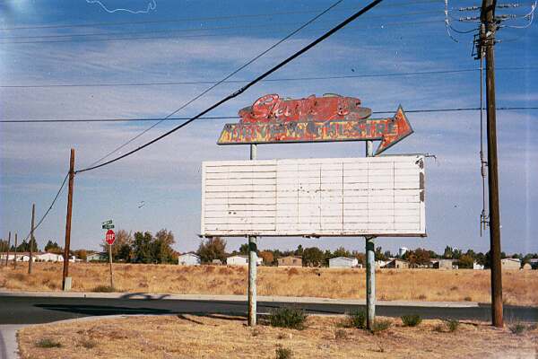 Skyline marquee, fading in the sun.