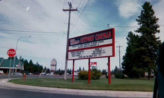 Marquee for the Newport indoor theater on the site of the Starlite Drive-In. This was shortly after September 11, 2001, which was the occasion for the "relief effort" mentioned on the sign.