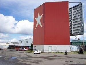 The back of the screen tower has been repainted with a star.