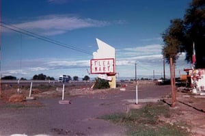 Former Top-Hi sign, now painted for the flea market.  The owner was concerned that I was taking pictures of his property, so I became a paying customer by buying a corn dog.