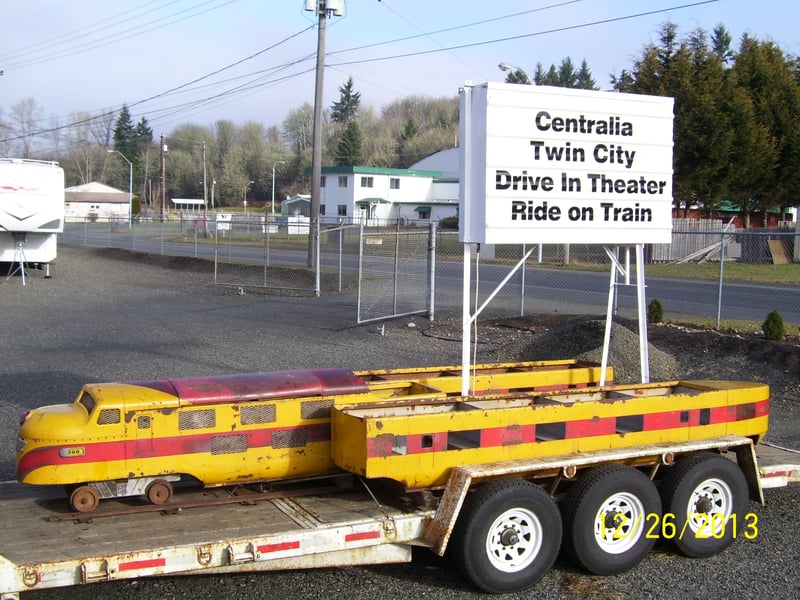 Centralia Twin City Drive-in kids ride on train 1950 to 19