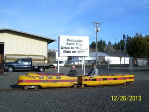 Centralia Twin City Drive in kids ride on train.Tom Thumb Streamliner You could ride this free train before the movie started. 1950 to late 1960's.