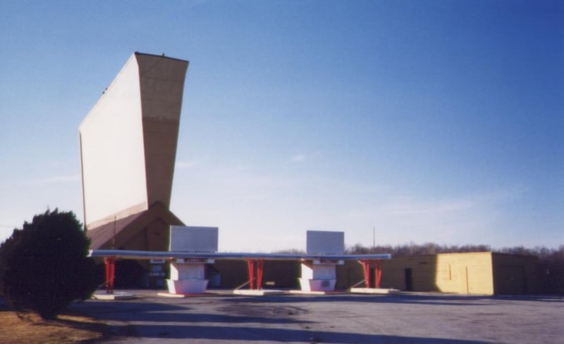 Screen tower and ticket booth.