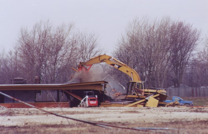 Tearing down the south concession stand.