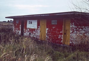 Left side of the projection/concession building