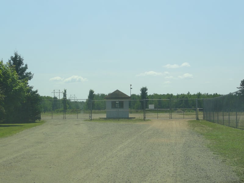 entrance to parking lot which occupies former site at County Fairgrounds