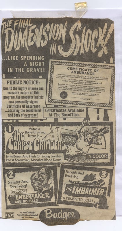 An original movie ad clipped from the
area newspaper on May 12, 1972