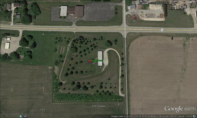 google earth image of site in 2015-SW corner of WI-33 and Fabisch Road
