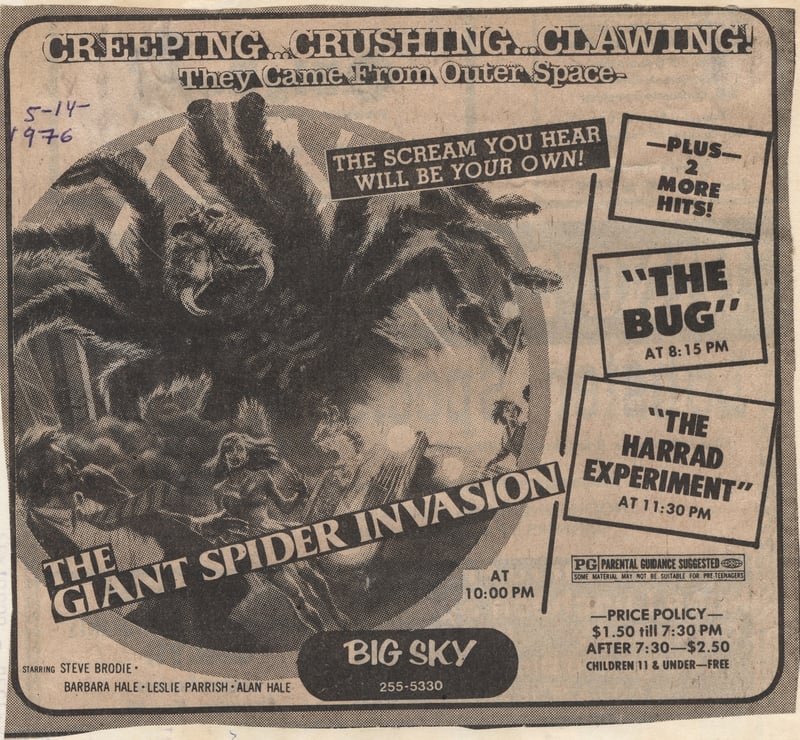 An original newspaper ad from the Big Sky
Drive-In from May 14, 1976