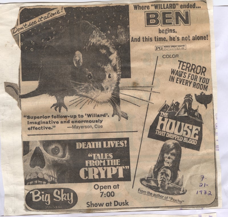 Original Big Sky movie clipping from local
newspaper July 21, 1972