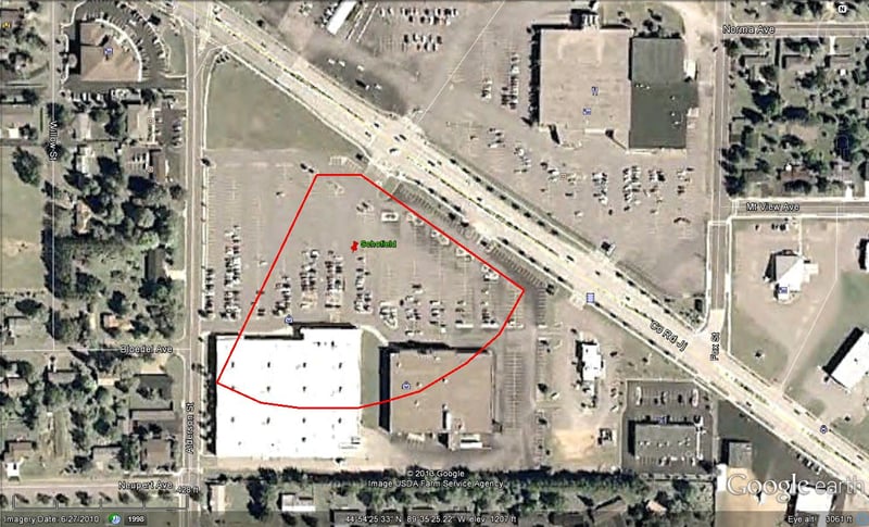 Google Earth image with former site outlined