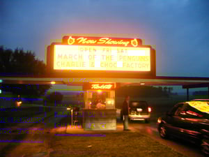 New neon and marquee above ticket booth, 2005.