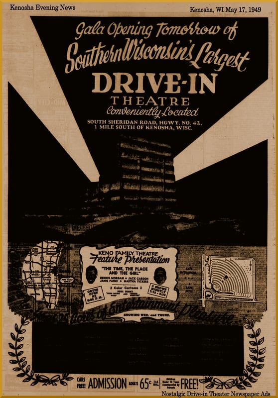 Grand opening ad for the Keno Drive-in Theater dated July 17, 1949