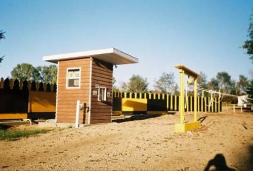 Ticket booth and access road.