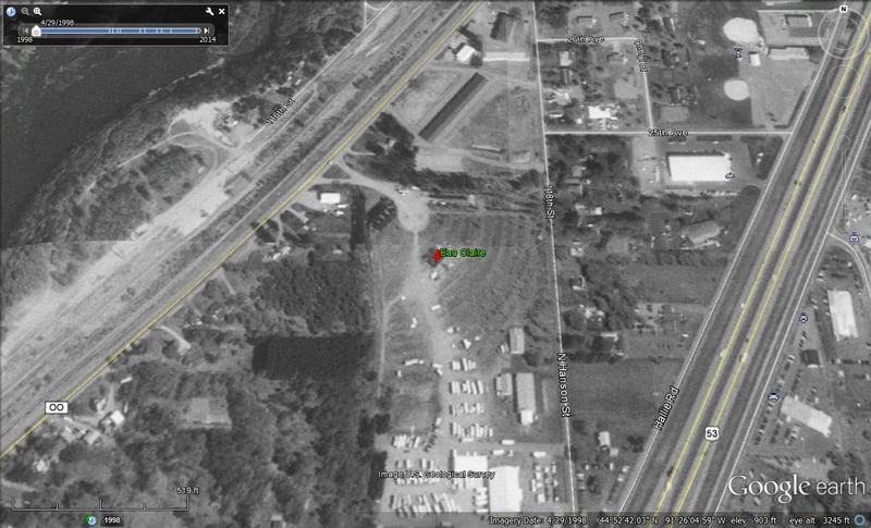 aerial view of former site