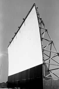 Starlite Drive-in Theater screen. Daylight view of the movie screen at the Starlite, a drive-in movie theater.