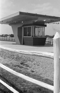 Starlite Drive-in Theater ticket booth.  Exterior of the ticket booth at the Starlite Theatre, a drive-in movie theatre.