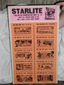 an original poster from the Starlite Drive-in Theater