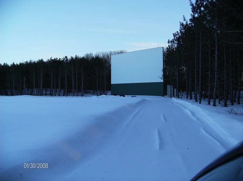 Drive in Screen Tower in the snow