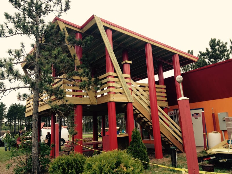 New front Patio and upper deck at the Drive In.