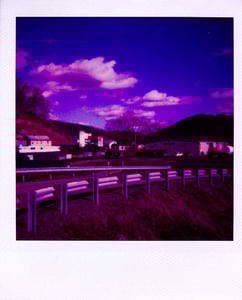 view of the screen from the road