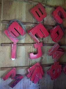 Here is a picture of the movie marquis letters inside the ticket house.