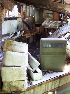 Here is a photo looking behind the counter.  I found it interesting that the cups are still in the same place in the back and that the old cash register read .10.  I didn't even think to look for money!  :)  Hope you enjoyed the pictures and I look forwar