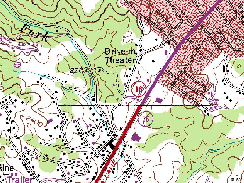 TerraServer map of former site-NW side of WV-16 at Wal-Mart just past Beaver St