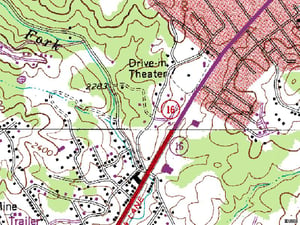 TerraServer map of former site-NW side of WV-16 at Wal-Mart just past Beaver St