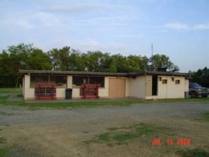 This is the concession building with the projection booth to the right. They had a dual-projector setup with hour-long reels.