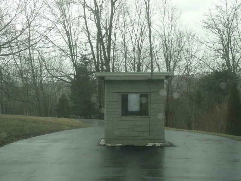 Ticket Booth in the rain