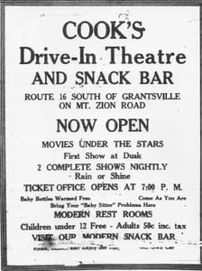 Mt. Zion drive in ad - was called Cooks Drive In when originally opened