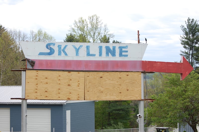 Whats left of the entrance sign to the old Skyline Drive-Inn.