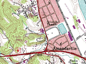 TerraServer map of former site-now 84 Lumber on Winfield Rd at Swans Lane