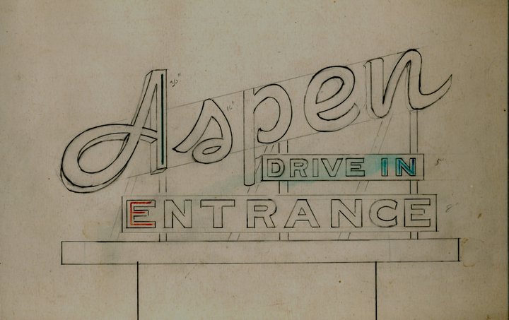 Blueprint of the sign that was put up for the Aspen in Jackson, Wyo.