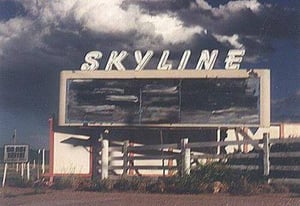 a slightly clearer pic of its marquee, with an old Do Not Enter sign!