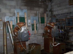 Inside the Birch Pond's Projector Room. Two Arc Lamps remain as well as other equipment, however the projectors are missing