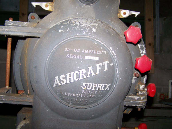 Close up of the label on one of the arc lamps