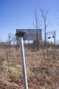 Lonley speaker post and the screen.