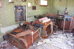 Old projector and booth remains.